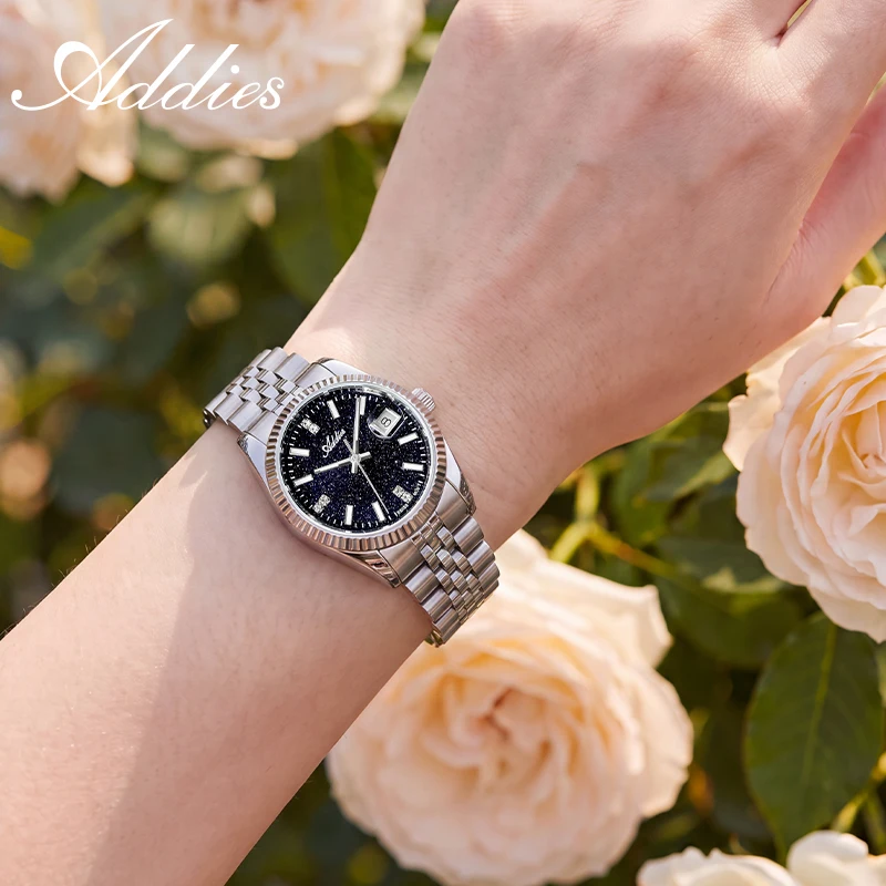 ADDIES Women's Watch 28mm Luxury Swiss 585 Quartz 316L Stainless Steel Sapphire Crystal 50M Waterproof Ladies Wristwatch Gift