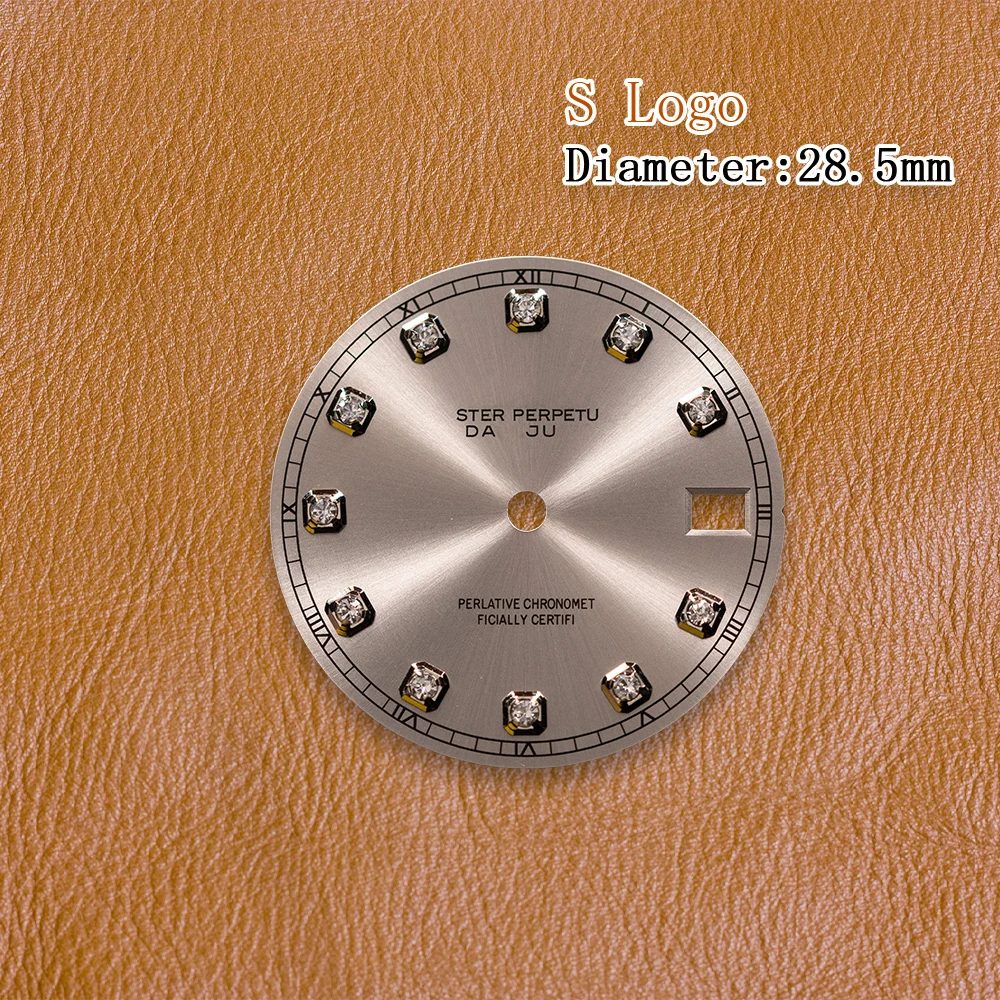 S Logo Dial 28.5mm NH35 Dial Sun Patterned Diamond 3/3.8 O'clock  Fit NH35/NH36/4R/7S Movement Watch Modification Accessories view 6
