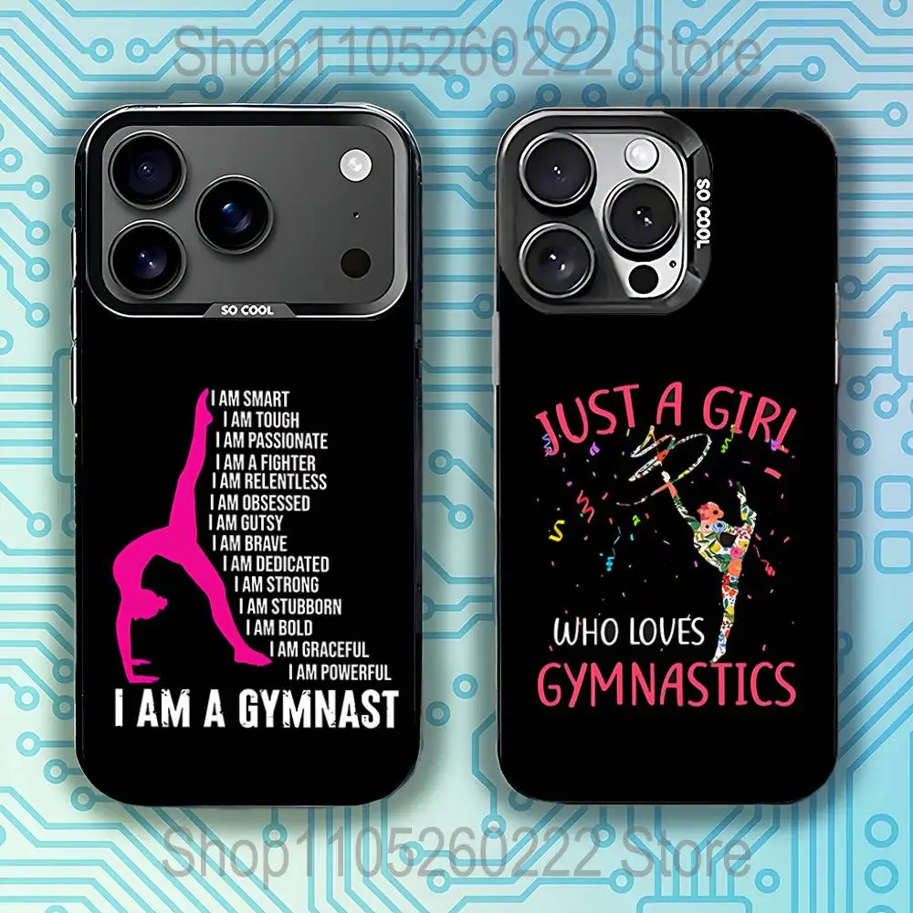 

GYM Girl Gymnastic Athlete Phone Case For iPhone 17,16,15,14,13,12,11,Pro,XS,Max,Plus,Mini,SE4,E Black Matte Shockproof Cover
