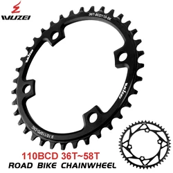 WUZEI Road Bike Chainring 110 BCD 36/38/40/42/44/46/48/50/52/54/56/58T Narrow Wide Stars Sprocket 4 Bolts for Shimano R7000 4700