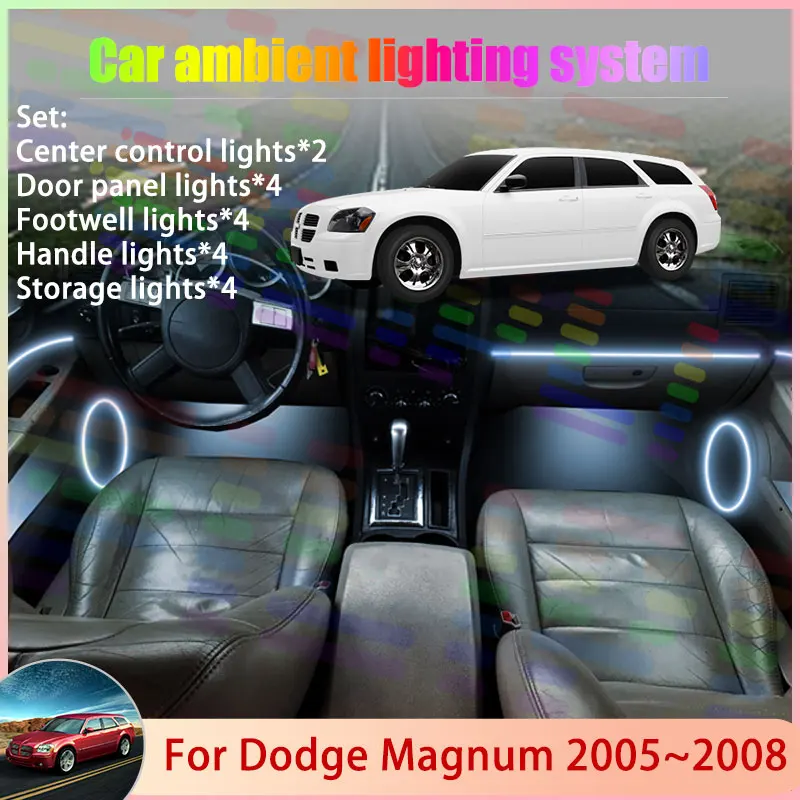 

Для Dodge Magnum Chrysler LX платформа 2005 ~ 2008 2/18 в 1, автомобильная атмосферная лампа, RGB абажур, ансамбль, стример, атмосферный набор