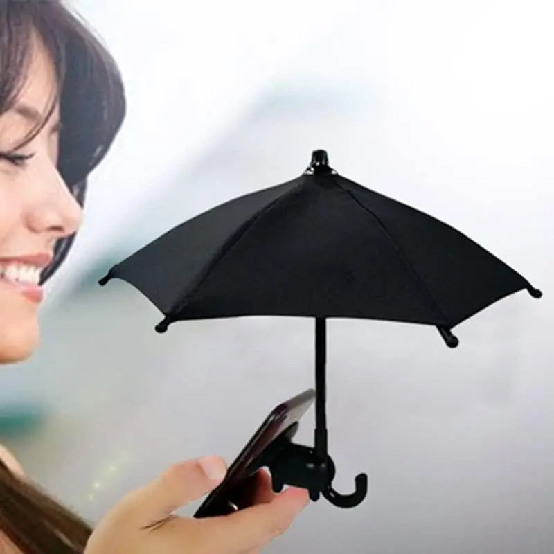 Phone Umbrella Suction Cup Stand – Umbrella for Phone with Universal Adjustable Piggy Phone Holder, Phone Umbrella for Sun, Outd