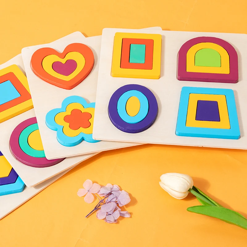 Montessori Toy Wooden Shape Peg Puzzles Educational Toy Kids Valentines Day Gifts for Ages 2~4 Kids Boys Girls Birthday Gifts