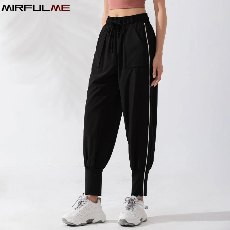 Women Loose Jogger Pants High Waist Sport Running Trousers Hit Color Baggy Gym Sweatpants Tight Bottom Girls Harem Pant For Yoga