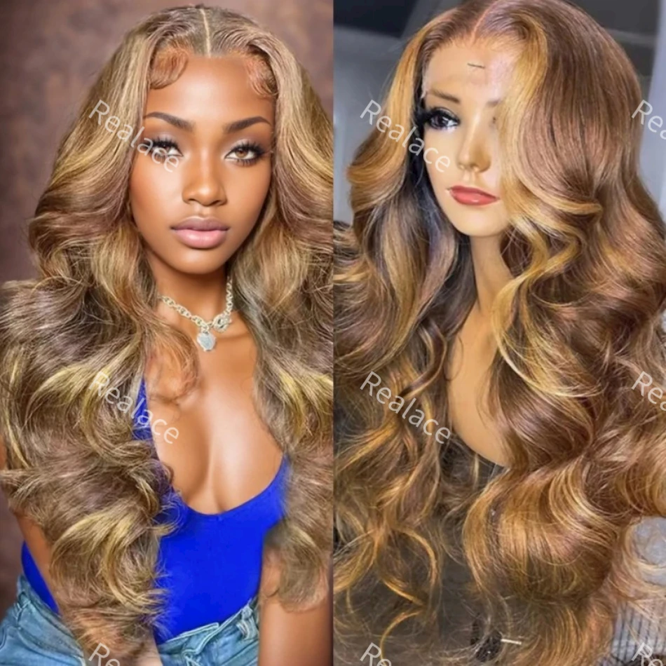 

13x6 HD Transparent Lace Frontal Wig Highlight Body Wave 13x4 100% Human Hair 30 Inch Colored Brazilian Wigs For Women Choice