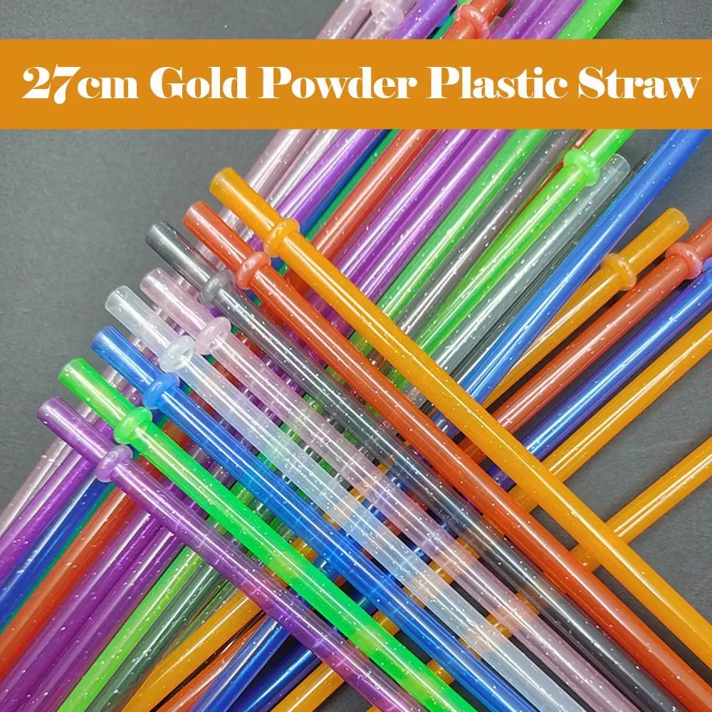 27CM Reusable Gold Powder Plastic Straw Milk Tea Coffee Straw for  40oz/30oz/20oz Cup Accessories