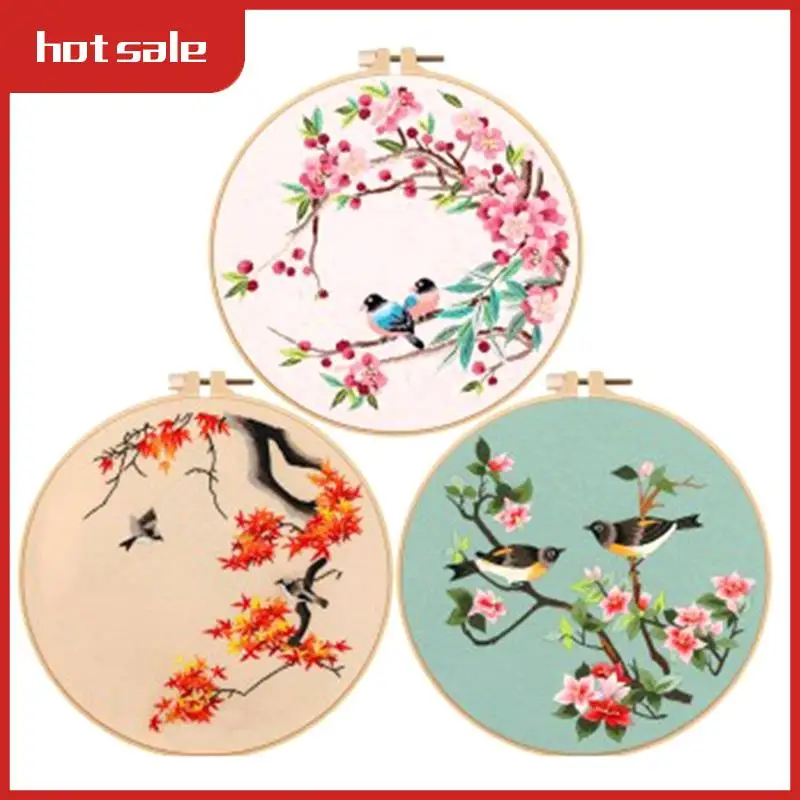 

3 комплекта набора для вышивания своими руками для начинающих и взрослых, включает праздничный кот, обруч, цветные нитки, инструменты, прочный