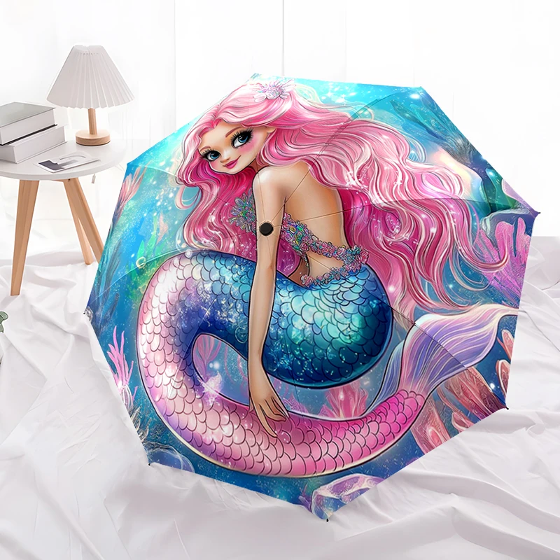 

Mermaid Automatic Umbrella, Compact Design with 8 Ribs, Outdoor Leisure and Daily Use-ideal Gift