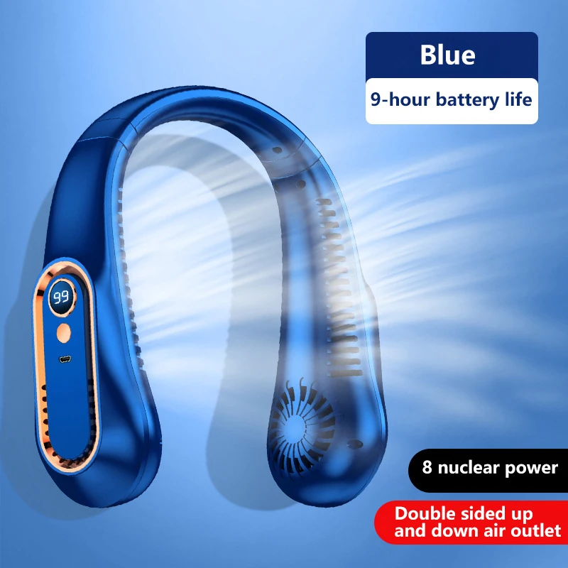 7000mAh Hanging Neck Fan USB Portable Bladeless Mini Hanging Neck Fan LED Digital Display Rechargeable Fan Cooling Tool