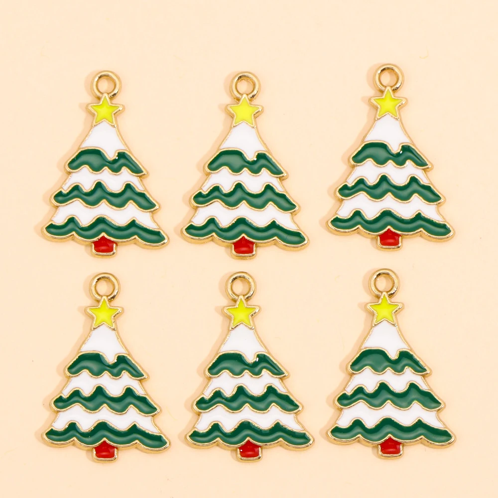 10 Stück Mix Weihnachts-Charms, 12 Stile, glänzender Zirkon, Schneeflocke, Weihnachtsbaum, Süßigkeiten-Anhänger, Ohrringe, Halskette für DIY-Schmuckherstellung – Detail 5
