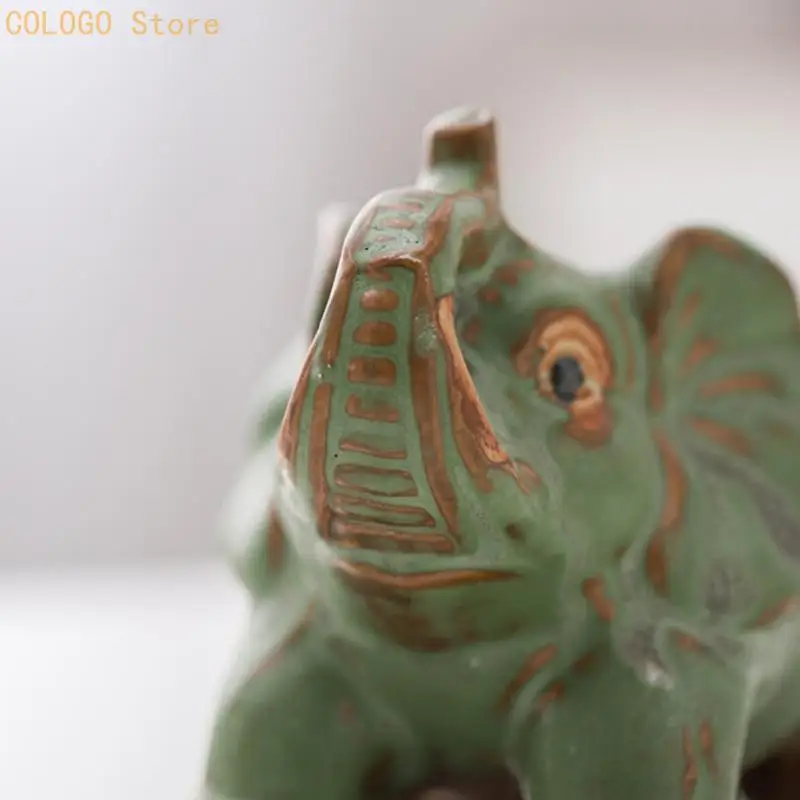 Artistic Elephant Styles Plant Pot Durability Ceramic Small Flowerpot for Office D0LD