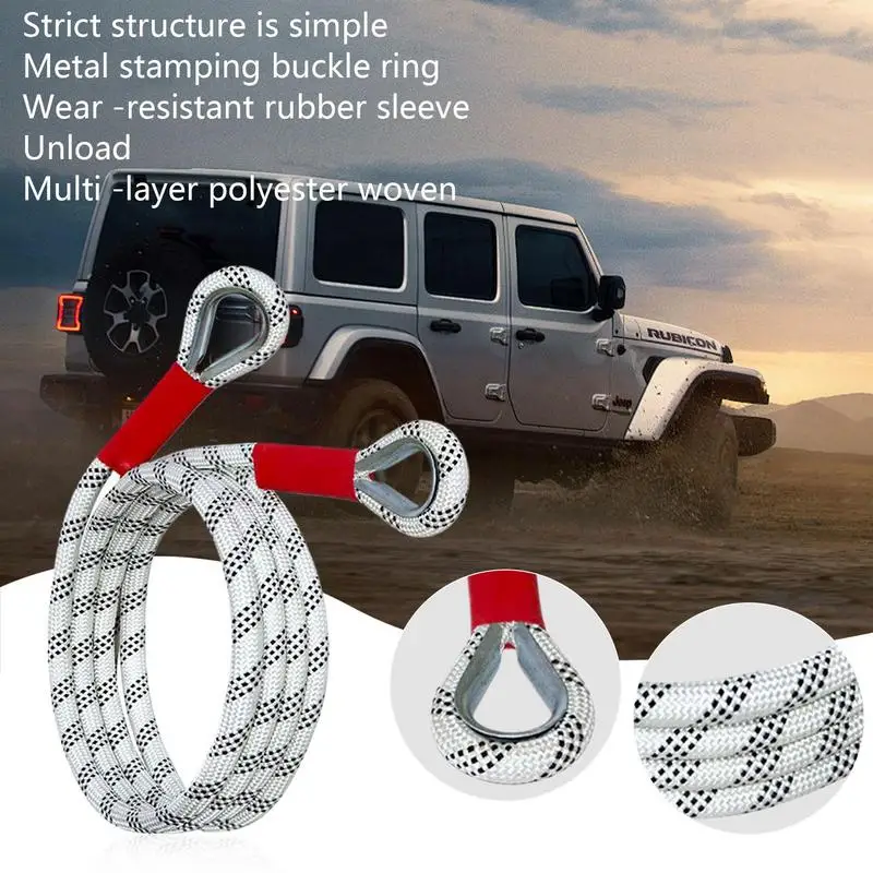 Tow Rope Heavy Duty High-Density Weaving Traction Rope With 2 D-Ring Shackles Multifunctional Snatch Rope Off Road Recovery Kit