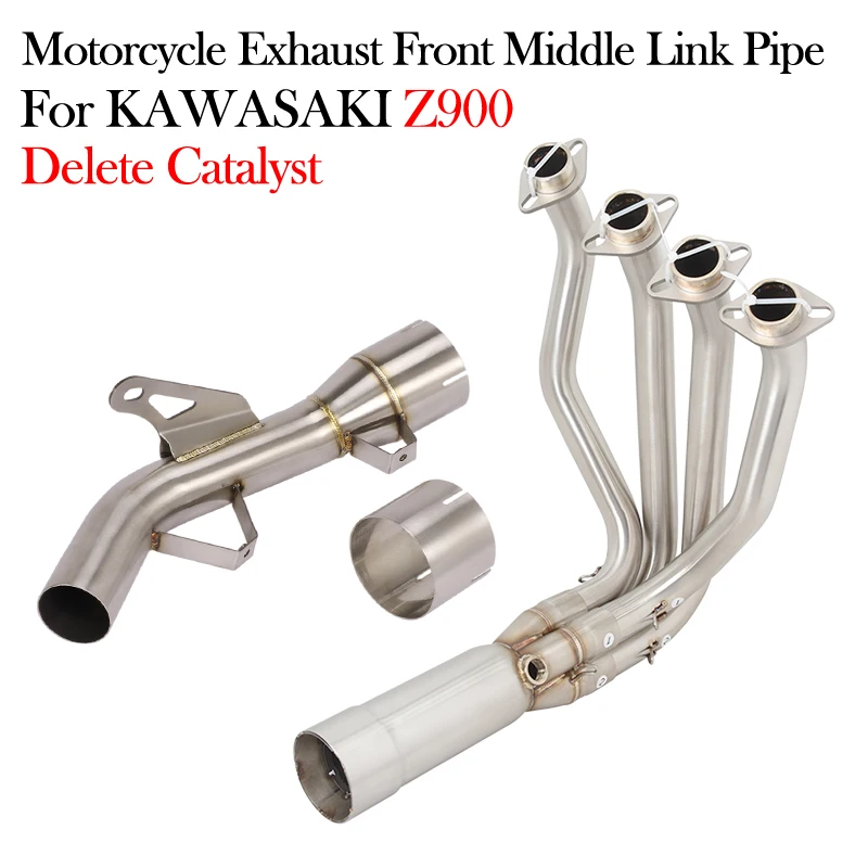 For KAWASAKI Z900 Motorcycle Exhaust Front Middle Link Pipe Delete Catalyst Muffler System Escape Moto Stainless Steel Bike Tube