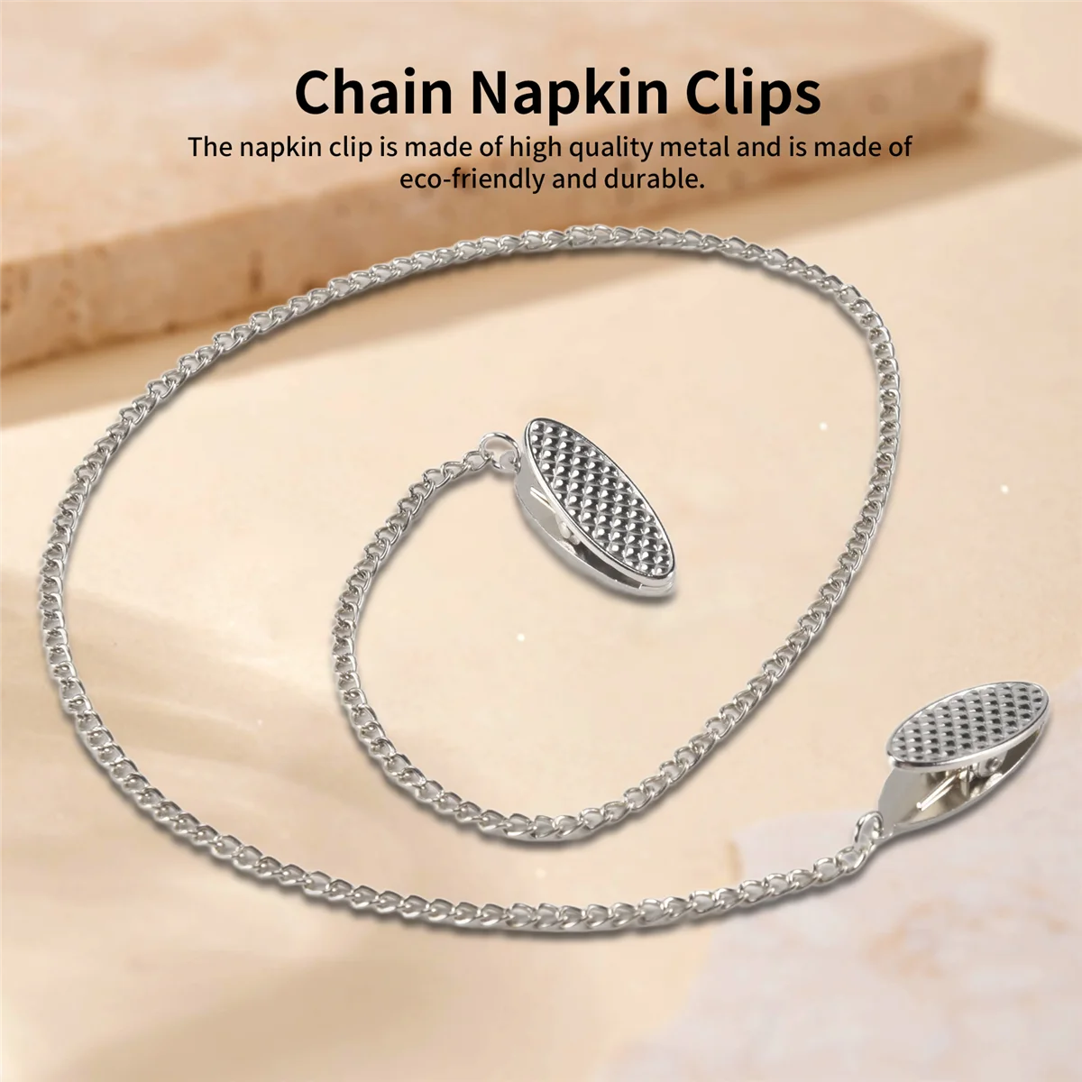 X11AA 2 Pcs Napkin Chain Napkin Holder Napkin Clips Chain Flexible Lanyard Neck Strap for Seniors Older Adults Children