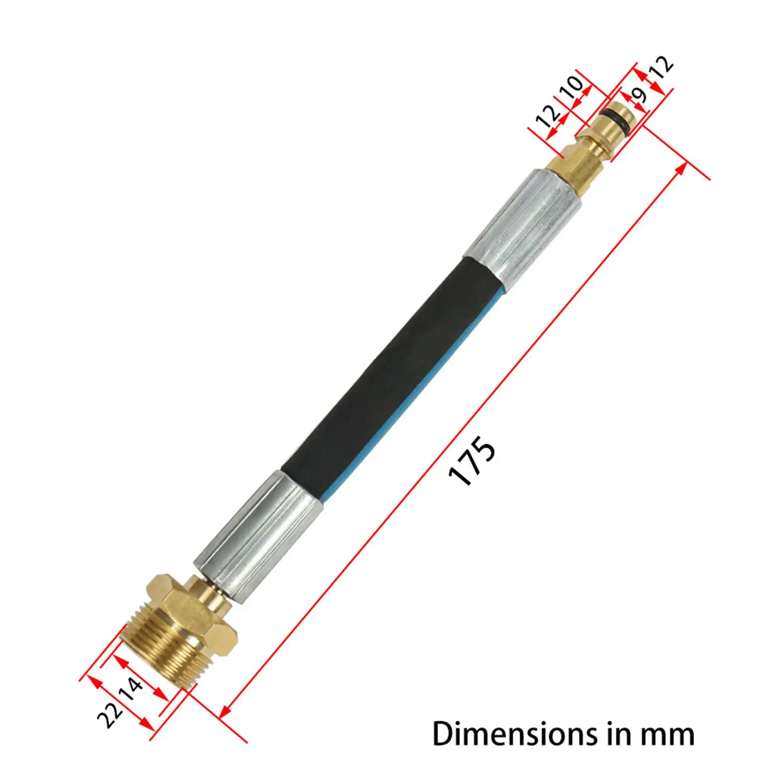 2-3pack High Pressure Washer Hose Extension Connector Adapter M22 Male A