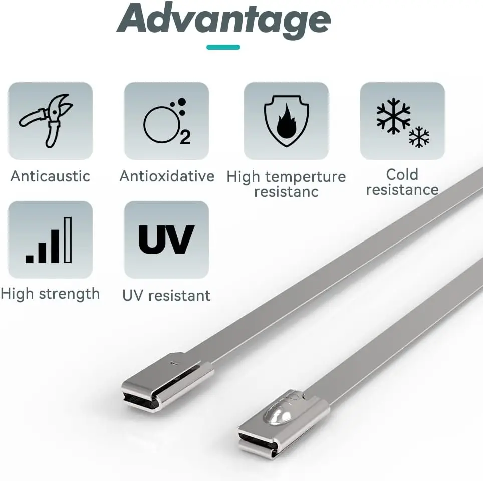 100PCS 304 Stainless Steel Zip Ties Width 4.6mm Heavy Duty Multi-Purpose Self-Locking Cable Ties for Machinery Vehicles Exhaust image 3