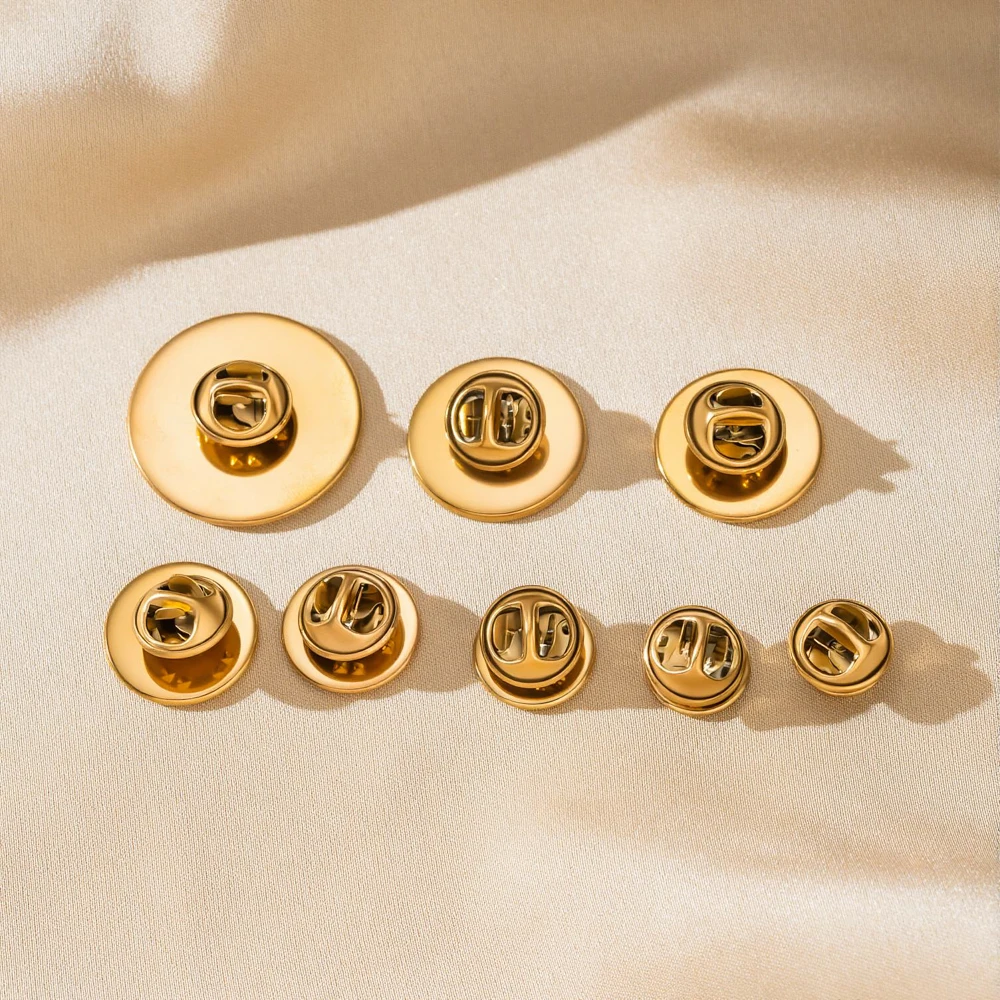 5pcs Stainless Steel Brooch Base Trays Bezel Cufflink Spacer Settings Tie Tack Pins for DIY Jewelry Making Accessories Findings