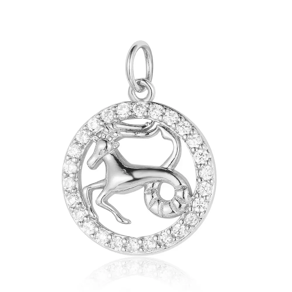 3pcs/Lot Round Constellation Zodiac Sign Copper Cubic Zirconia Charm Wholesale Horoscope Pendant for Bracelet Necklace Making