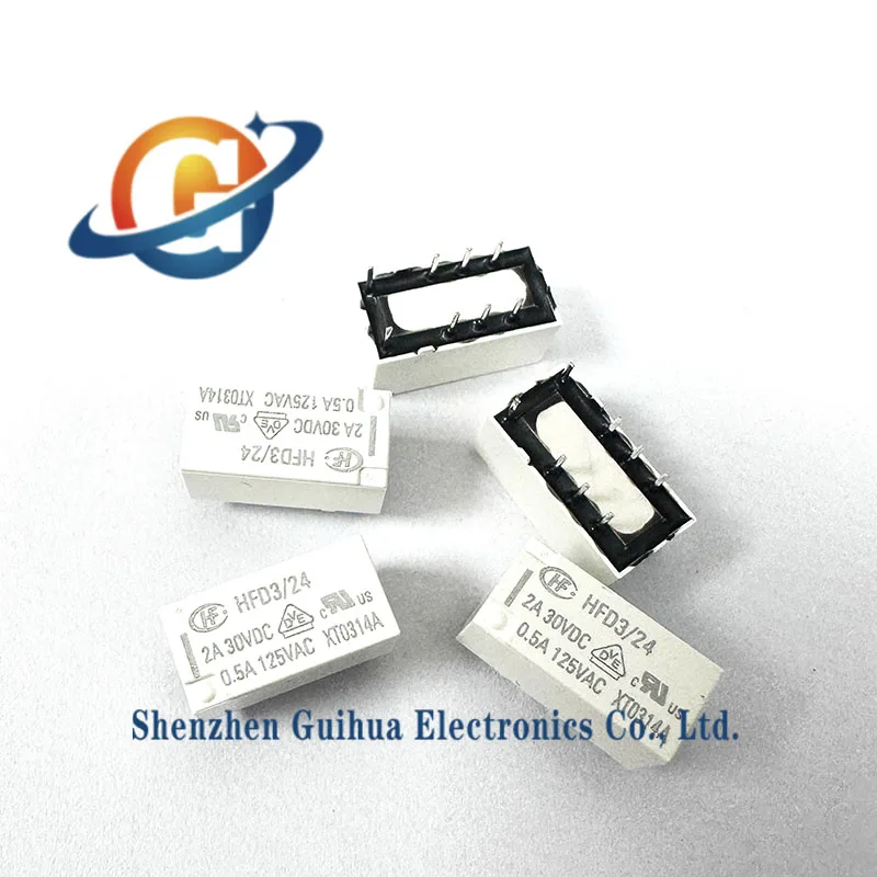 10pcs brand new original HFD3/24 signal 24V 24VDC 8-pin 2A 2 on/off HFD3 24 relay
