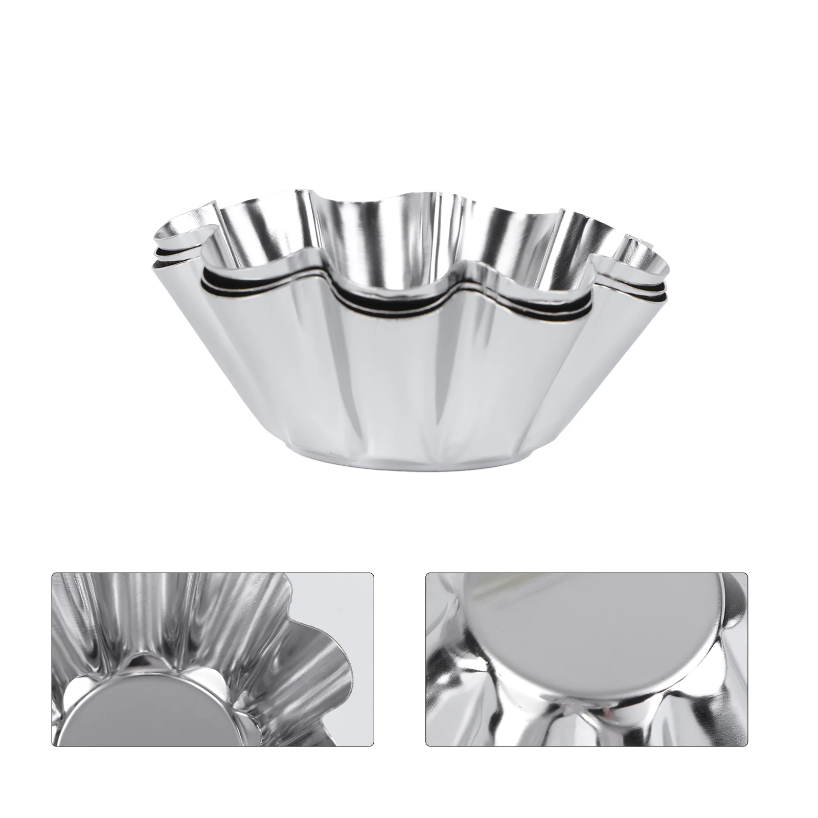 

6 Pcs Stainless Steel Tart Pans Mold Flower Cheesecake with Cover Non-stick Muffin Cup