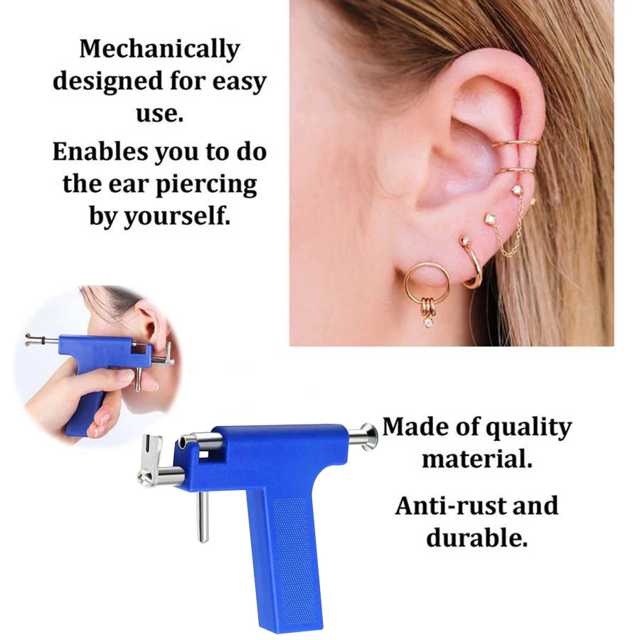 Professional Ear Piercing Gun with 10pcs Silver White Diamond Earrings Stud,Ear Piercing Kit for Salon & Home Use