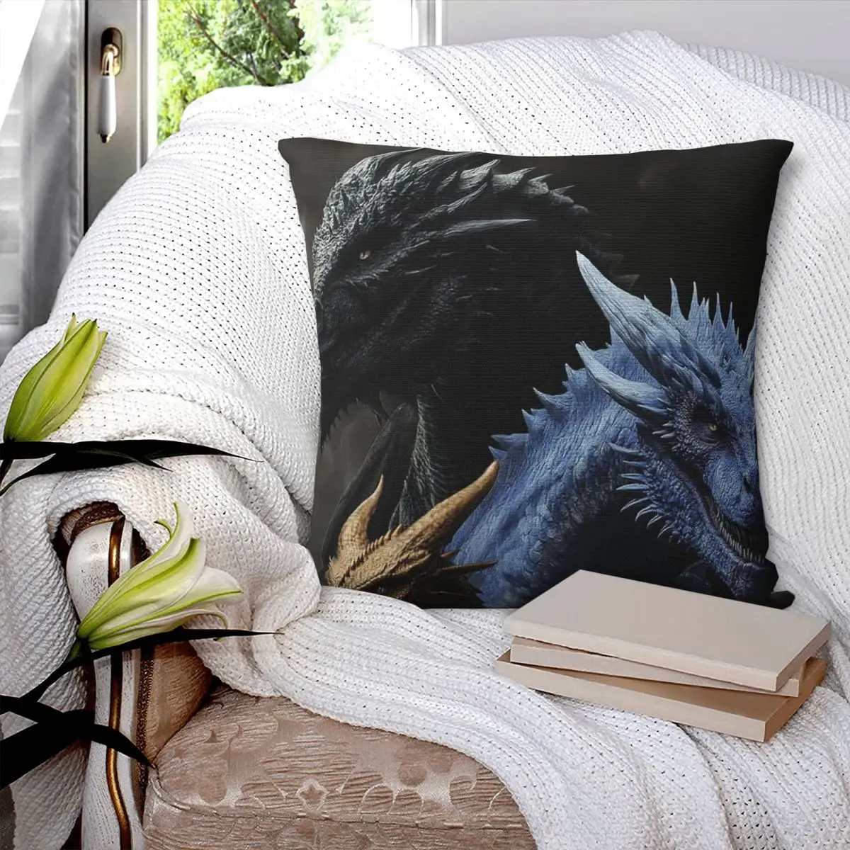 Fourth Wing Dragon Square Pillowcase Cushion Cover Pillow Case Throw Pillow Cover for Home Sofa Living Room