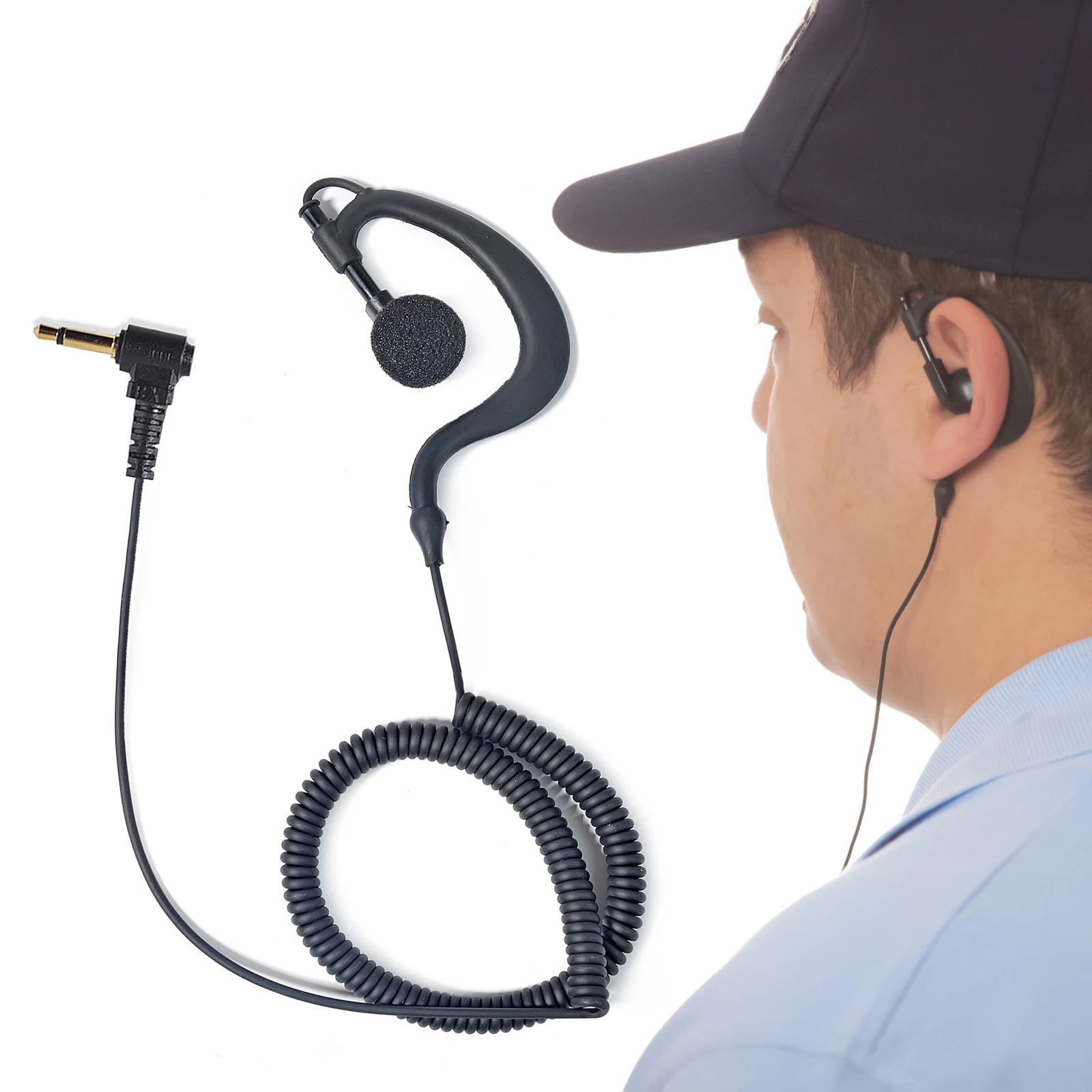 Auricolare radio da 3,5 mm per ricezione/uccolta solo, cuffia di sorveglianza con gancio per l'orecchio morbido a forma di G per radio bidirezionale, microfono altoparlante radio