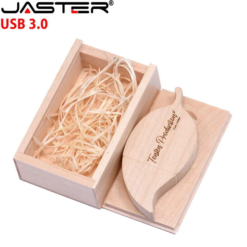 JASTER Creative Photography USB Flash Drives 128GB Free Custom Logo 3.0 USB Stick 64GB 32GB Wood Leaf Pen Drive Creative Gift