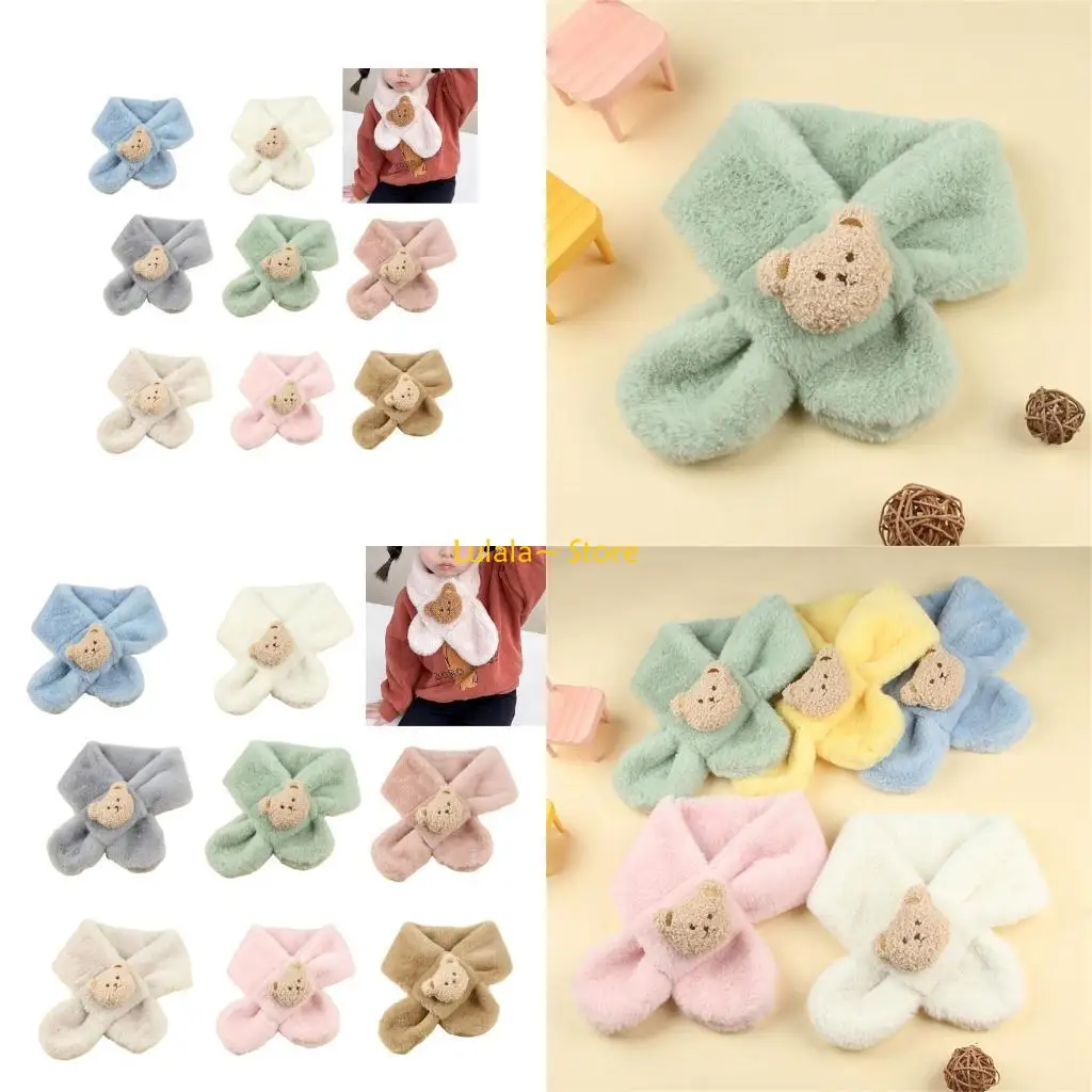 Y4QA Soft Children Scarf Cartoon Girl Baby Scarf Kids Accessory Winter Neck Warmer Comfortable Wearing for Warmth in Winter