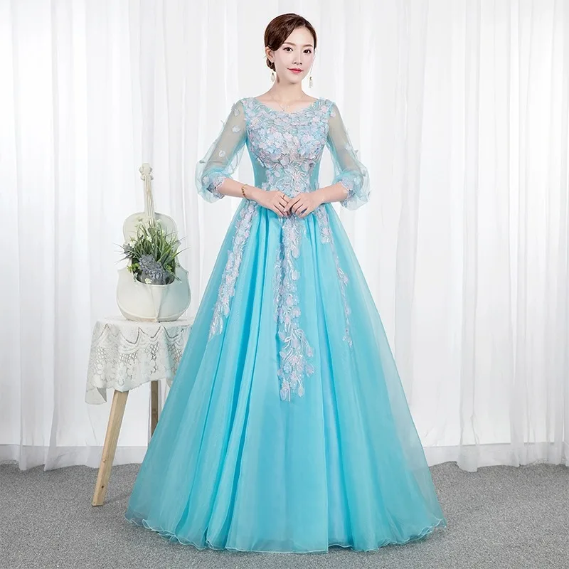 Customized Sky Blue Ball Gown Quinceanera Dresses Appliques Tulle Prom Birthday Party Gowns Formal Vestido De Fiesta