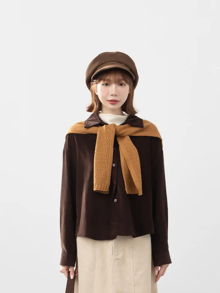 

Женская вельветовая рубашка Queenop в стиле ретро, вязаная, новая коллекция осень-зима, модная, с длинным рукавом, на пуговицах, дышащая, стандартный крой