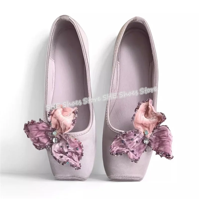 فاخر الحرير الكريستال ديكور ساحة تو المرأة الباليه الشقق ثلاثية الأبعاد الزهور تصميم ماري جينس مضخات لوليتا فتاة فستان الحفلات المتسكعون #1