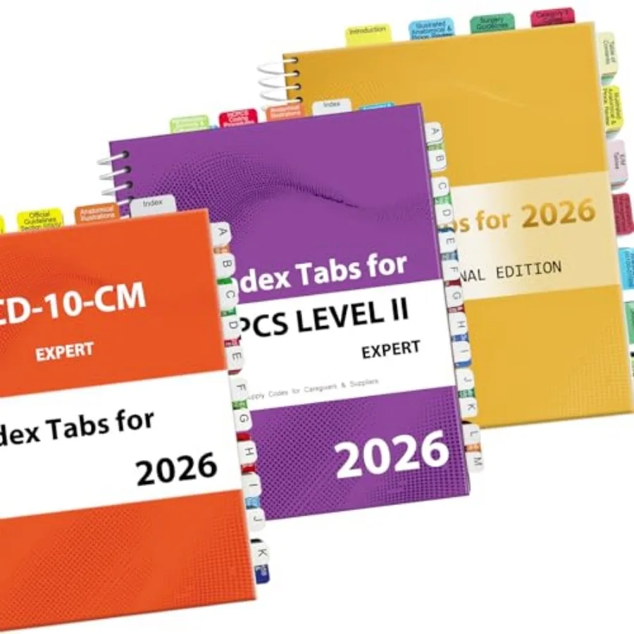 

Index Tabs Set for CPT 2026 ICD-10-CM 2026 AAPC Version and HCPCS Level II 2026 Complete Book Tabs Set with Blanks Bookmarker L