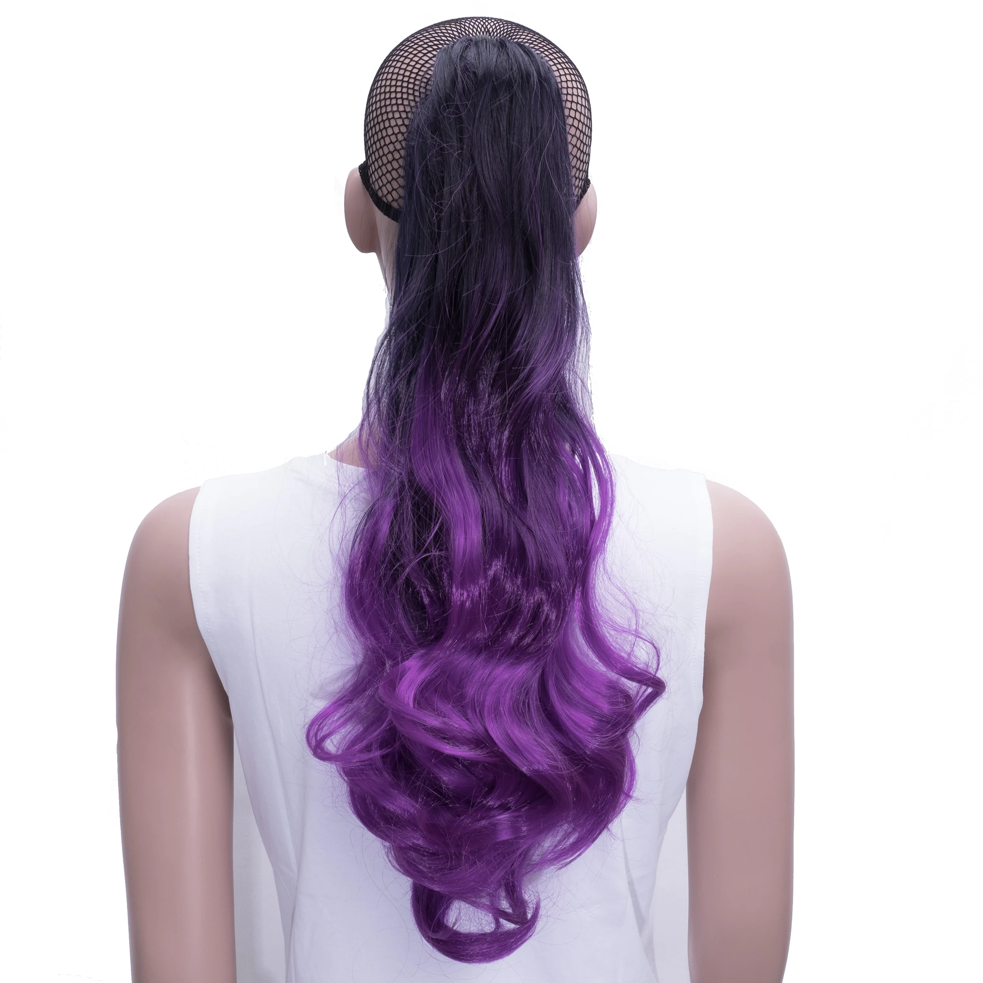 Soowee Black To Purple Ombre Claw Ponytail Synthetic Hair Purple Fake Hair Clip In Extensions Pony Tail Hair Pieces for Women