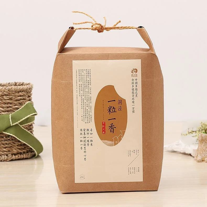 Commercial Roll Mouth Kraft Paper Rice Bag Eco-friendly Food Handheld Packaging Bag Creative Window Tea Bag