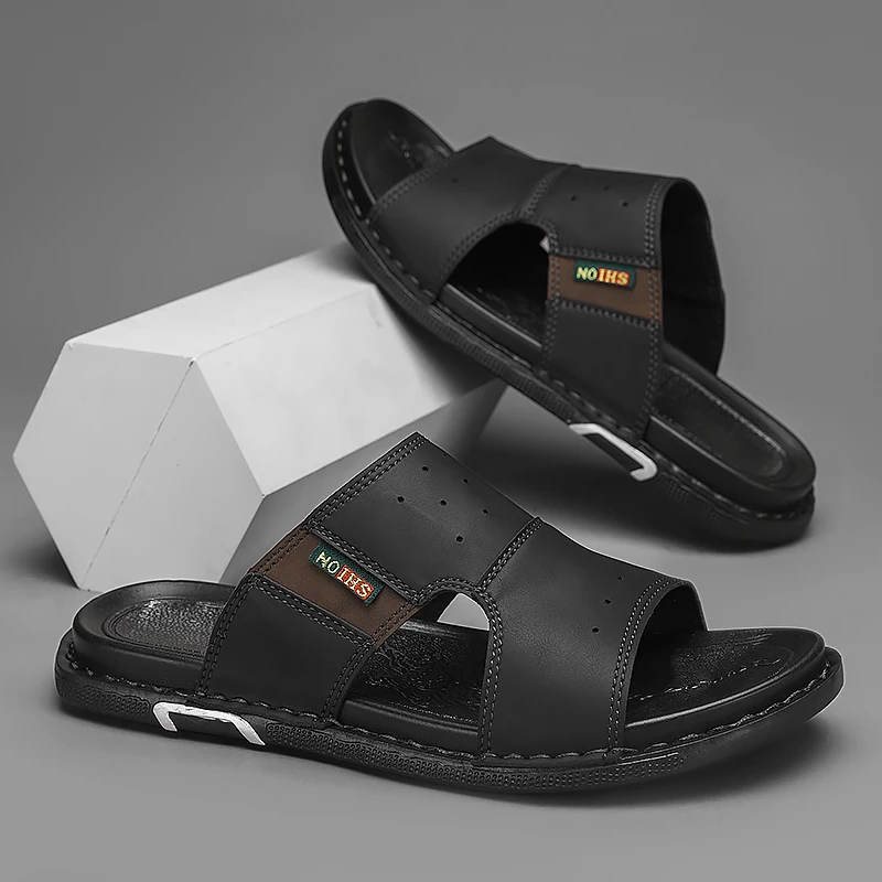 Men's Slippers, Summer Casual Shoes, Beach Sandals, Outdoor Skate Shoes, Comfortable Walking, Leather Luxury Designer, Fashionab