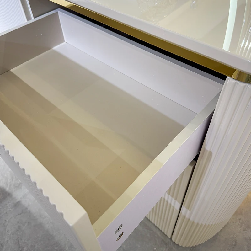 High quality modern white wooden bedroom bedside bedside table furniture luxury with drawers