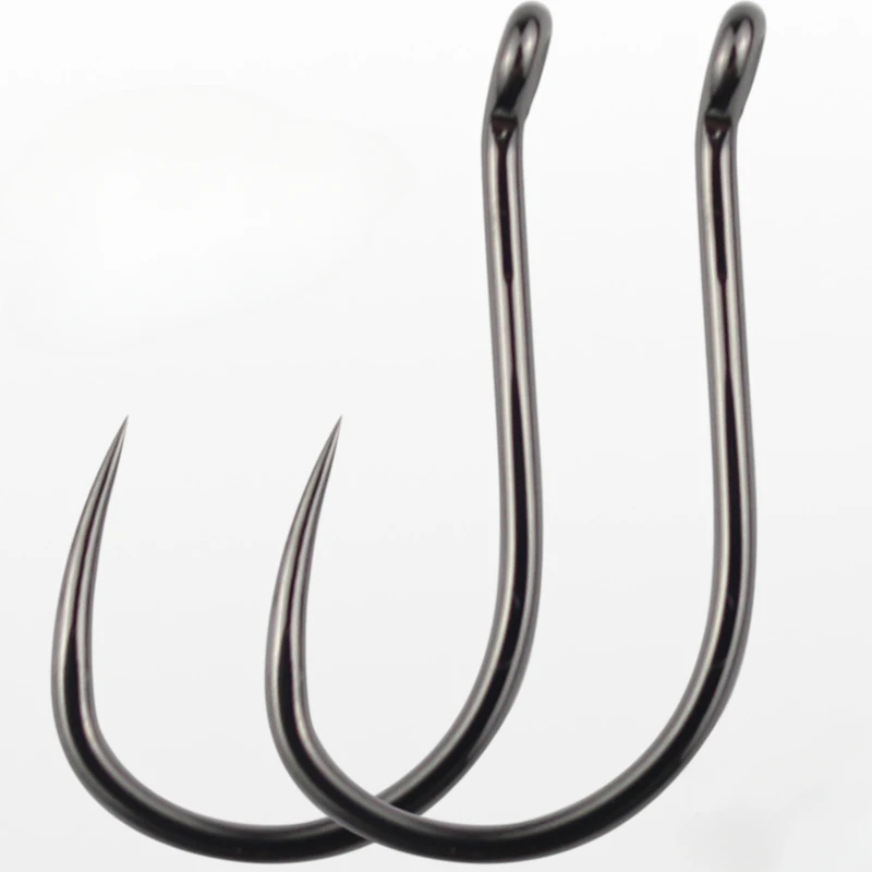 100 Pcs #1-#10 Freshwater Fishing Hooks Carp Fishhooks Non-barb Hooks Kit Jigging Bait Carp Fishing Hook Black Eye Circle pesca