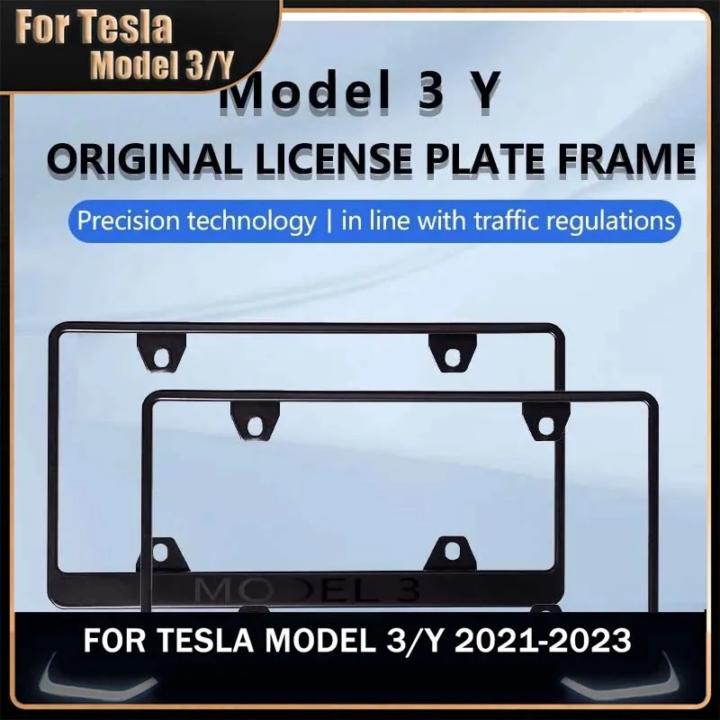 

For Tesla Model 3 Y 2021-2023 Car License Plate Frame Holder Bracket Original Rear Modification Exterior Auto Accessories