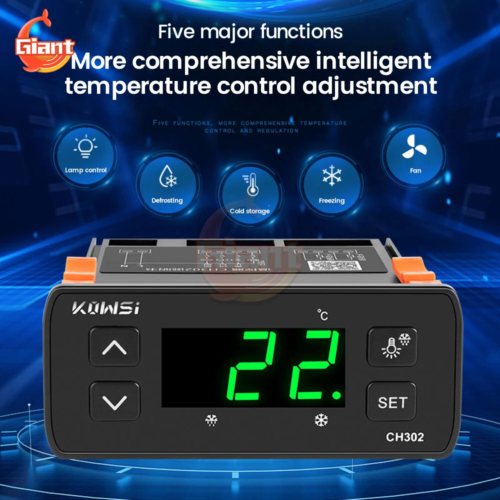 2023 Newest AC110-220V Digital Temperature Controller Intelligent Temperature Controller Dual Sensor Thermostat Thermoregulator