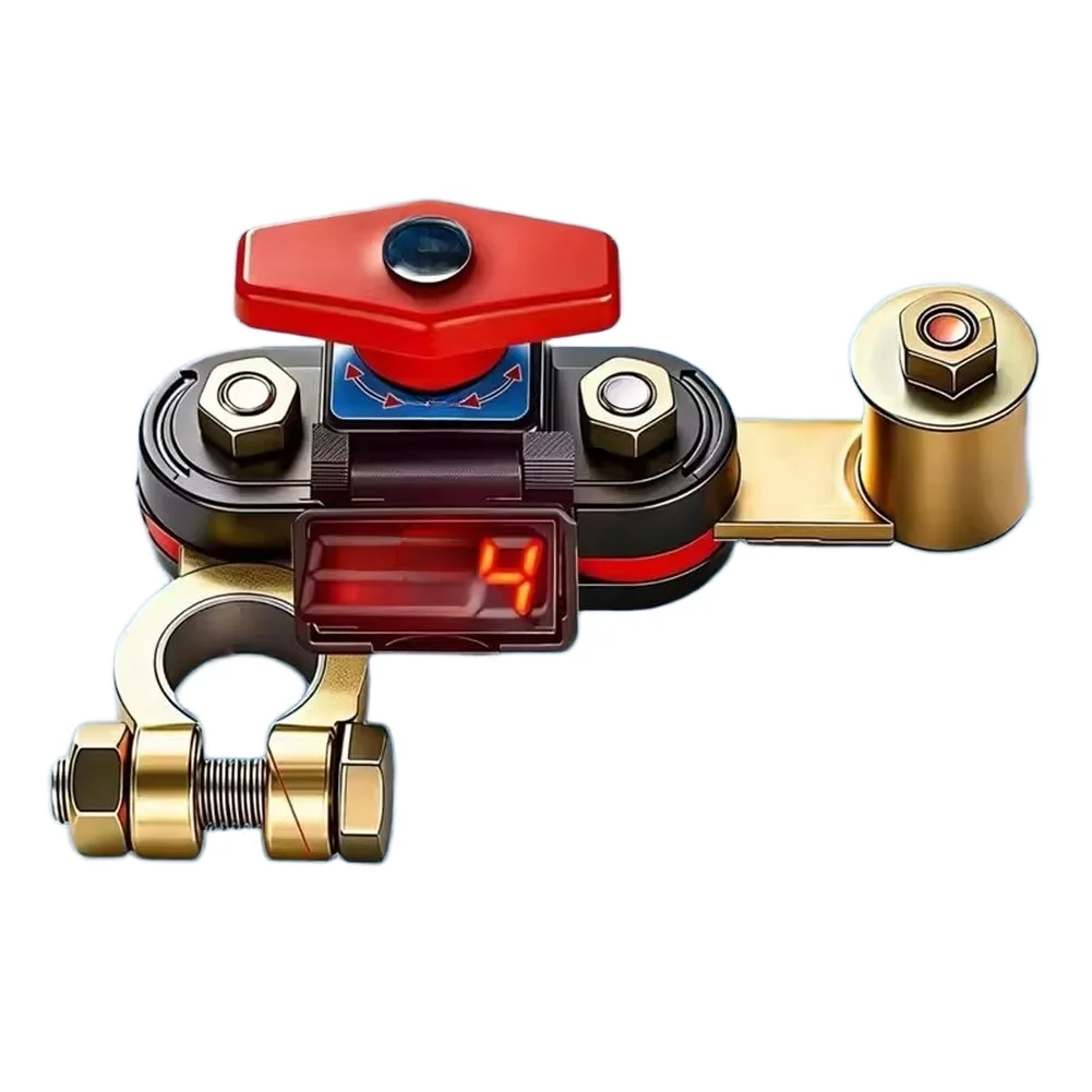 12V 24V Power Disconnect Switch with Digital for Voltage Monitoring and 360 Degree Turn Knob for Automotive Electrical Systems