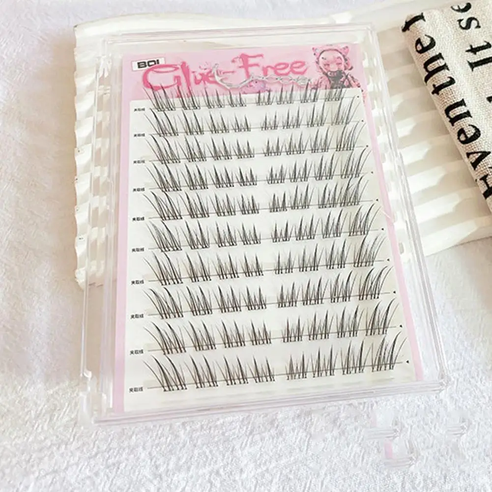 Kleberfreie, schräge, fliegende falsche Wimpern, Manga, flauschige Einzelwimpern, natürliche falsche Wimpern, koreanisches Make-up, Wimpern