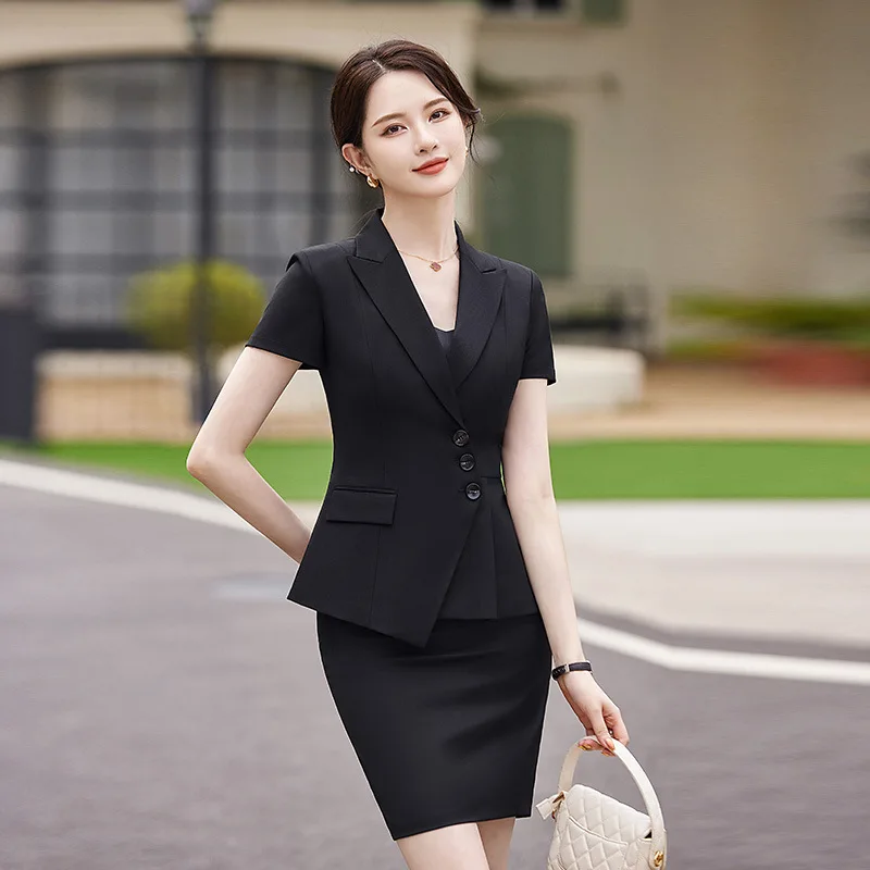 Summer Business Suit Women's Formal Wear High-Grade Beauty Salon Workwear Golden Shop Cabinet Sister Etiquette Reception Workwea