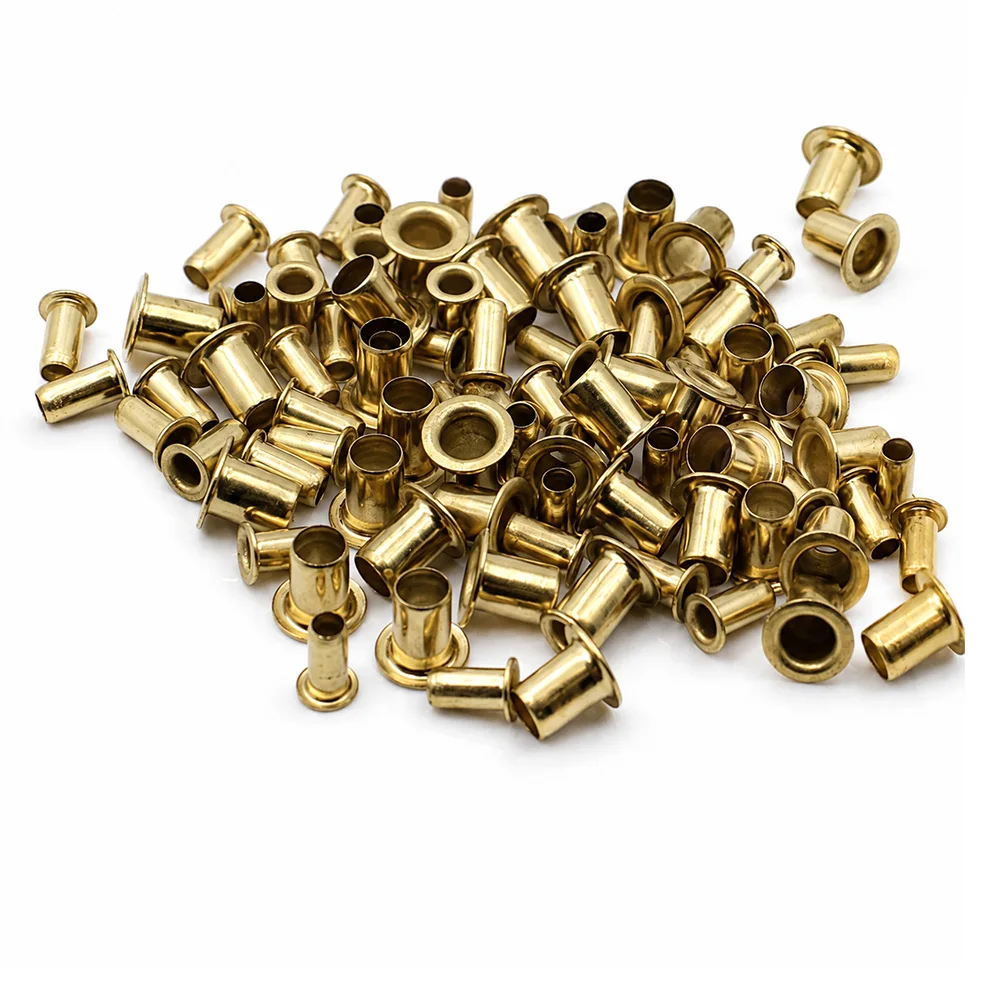 Brass Eyelet Grommets Hollow Tubular Rivets Through Hole Eyelet Rings Metal Fasteners M0.9-M6