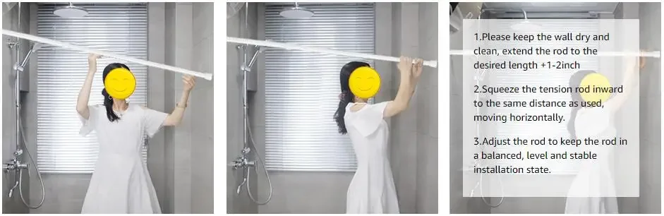 Spannstangen für Vorhänge 40-150CM Weiße Vorhangstange Ausziehbare Stangen Ohne Bohren Verstellbares Netz – Detail 4
