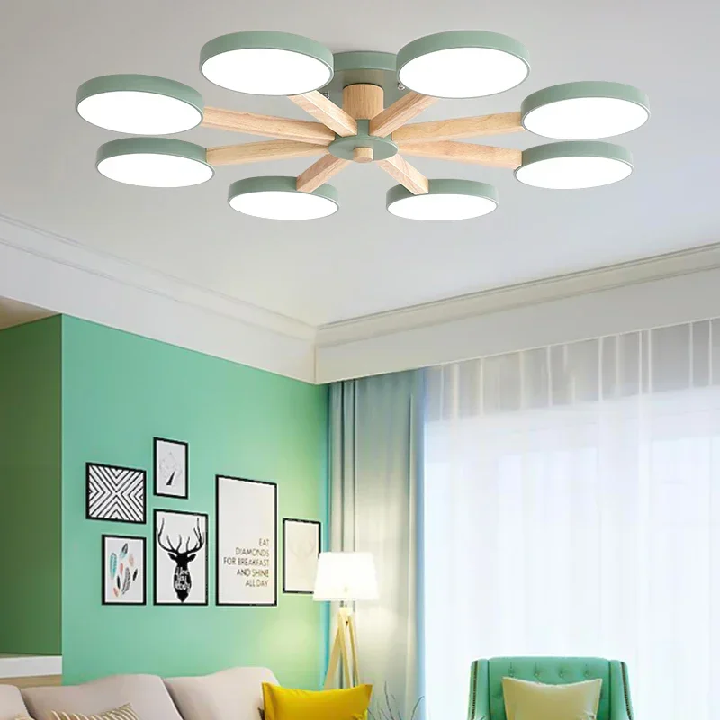Moderne Holz Deckenleuchte Für Wohnzimmer 3/6/8 Lichter Innen Led-leuchten Leuchte Suspension