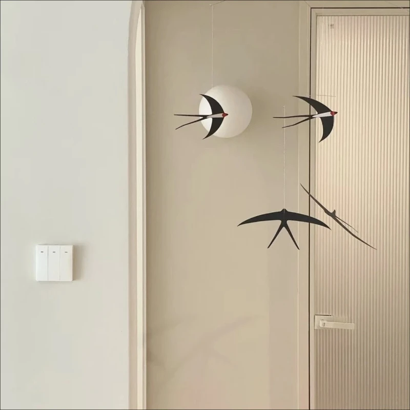 Nordic Silent Wind Chime Danish Swallow Air Balance Pendant Flying Bird for Kindergarten Kids Room Living Room Decoration Gift - view 4