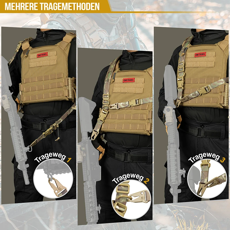 ONETIGRIS Tactical Rifle Sling Shooting Hunting Combat Modular Strap Removable 2 Point / 1 Point 2.25\