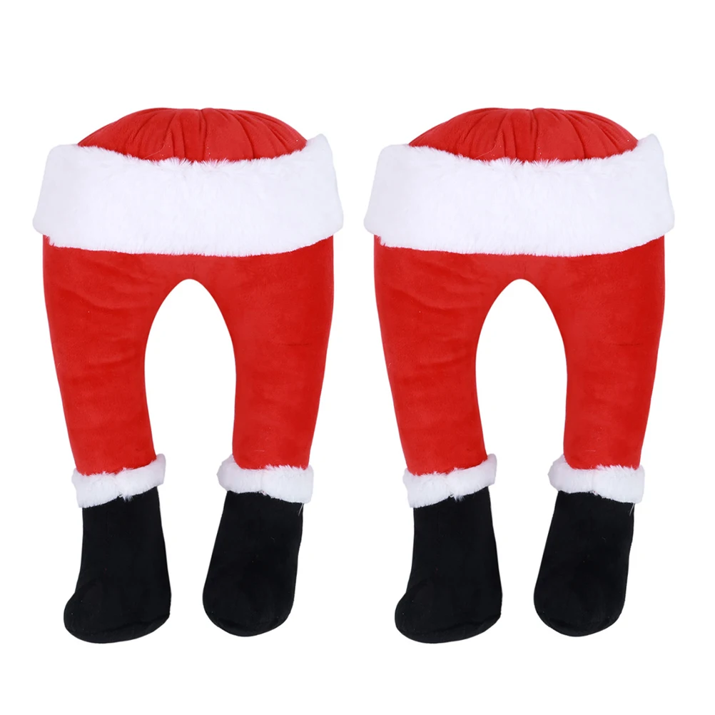

2 Pcs Santa Prosthetic Leg Decorative Cloth Ornament Stuffed for Decorations Inflatable Legs Christmas Adorns Tree Layout