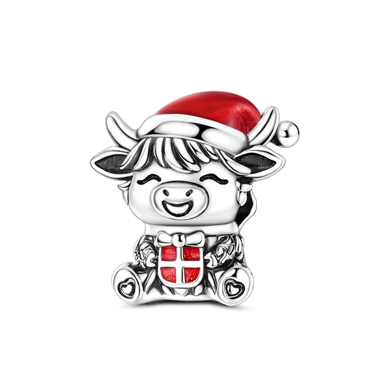 925 Sterling Silber Charms Perlen Weihnachtsglocke Socken Lebkuchenmond Anhänger Passend für Original-Armband Damen DIY Schmuck Geschenke – Detail 6